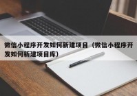 微信小程序开发如何新建项目（微信小程序开发如何新建项目库）