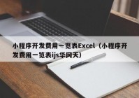 小程序开发费用一览表Excel（小程序开发费用一览表ijs华网天）